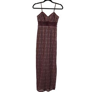 De Laru By Sheila Yen Burgundy Lace Overlay Spaghetti Strap Dress Size X-Small
